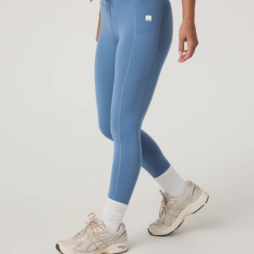 VUORI Daily Pocket Leggings Blue 7/8 Cuffed Ankle Drawstring Waist - S - Picture 6 of 7